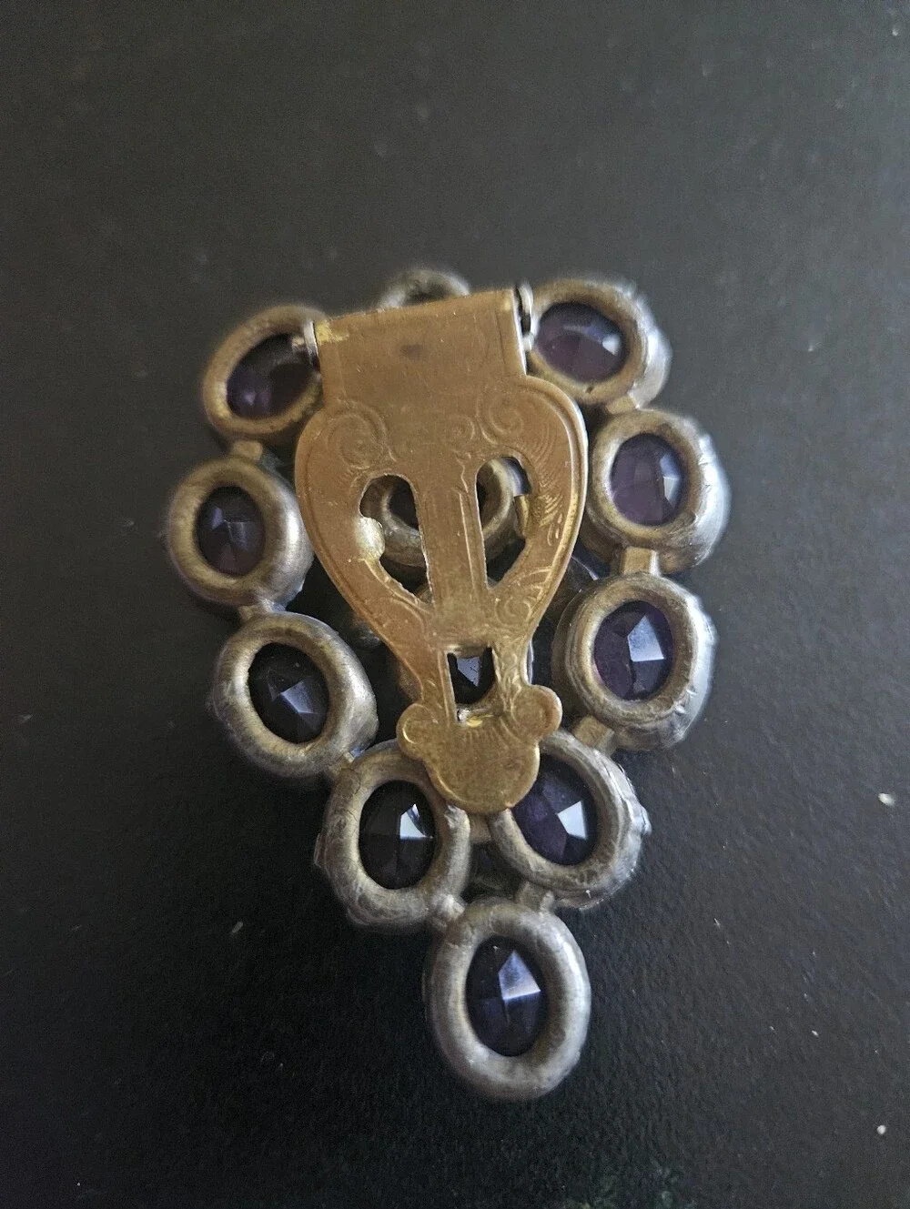 Purple Crystal Cluster Brooch - Unbranded